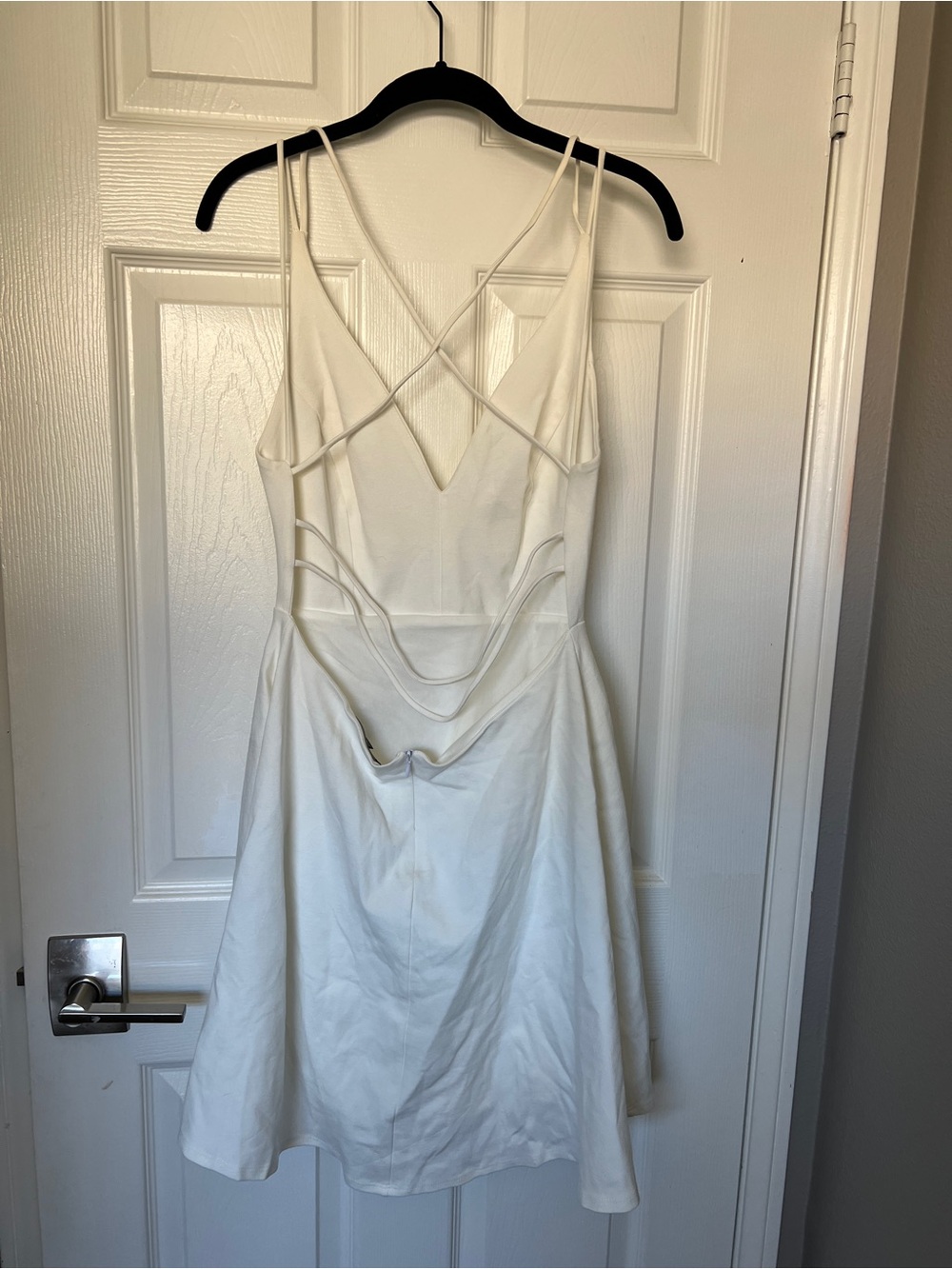 Lulu's White V-Neck Spaghetti Strap Mini Dress - Picture 2 of 3